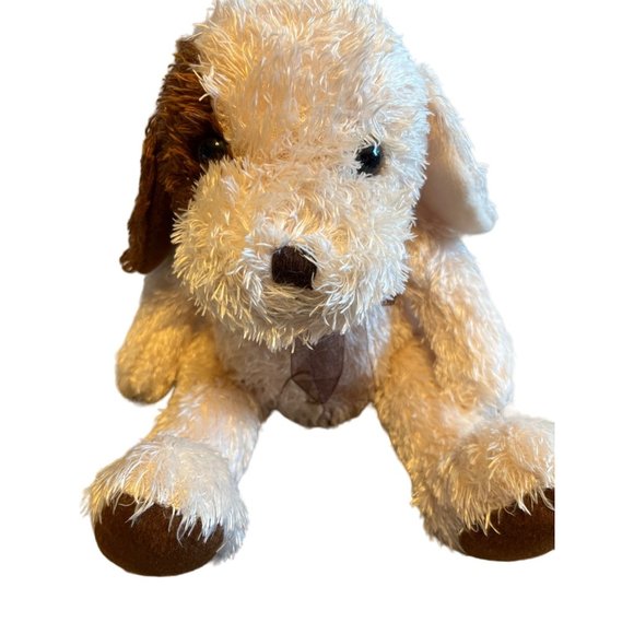 Kellytoy Puppy Dog Plush Kids 12" Tan Brown Sitting Stuffed Animal Brown Bow - Picture 2 of 10